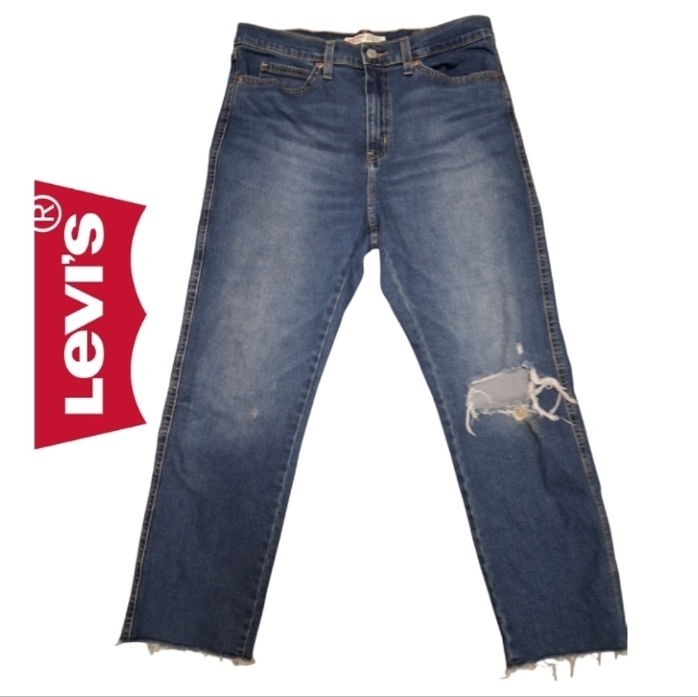 Levi's Wedgie Straight Indigo Distressed GUC *details in pics* Size 10